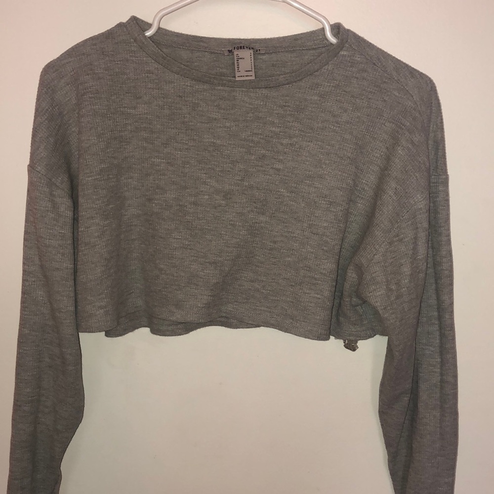 Long sleeve crop mid top size Small Forever 21 gray